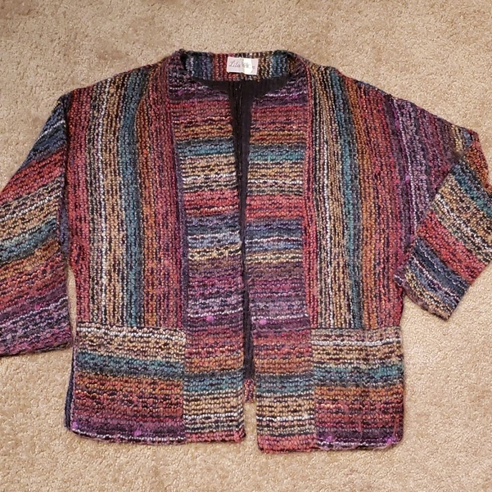 Vtg Boho Woven Technicolor Jacket sz M
